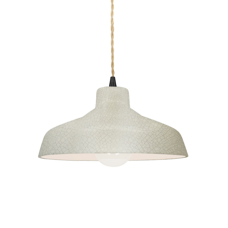 Justice Designs CER-6260-CRK-MBLK-BEIG-TWST One Light Pendant, White Crackle