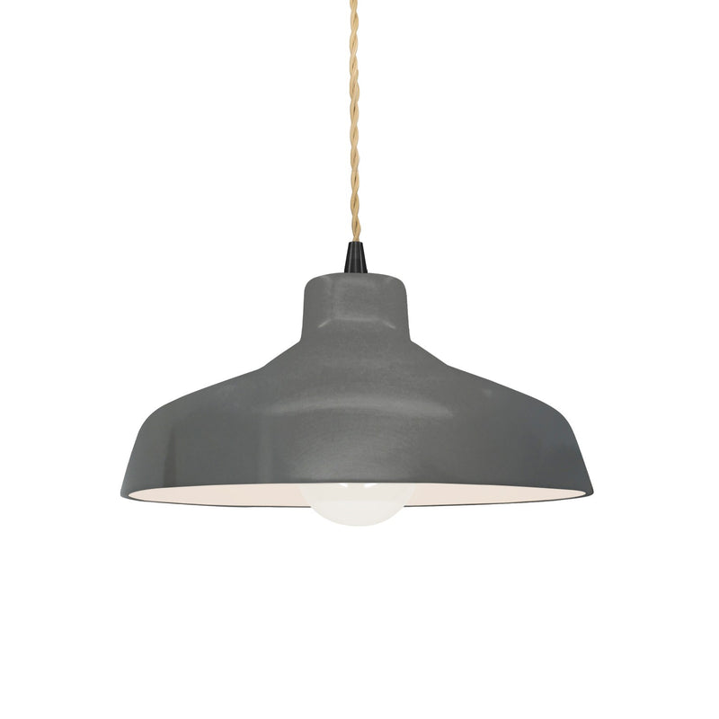 Justice Designs CER-6260-GRY-MBLK-BEIG-TWST One Light Pendant, Gloss Grey
