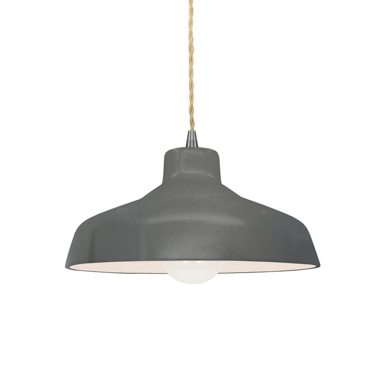 Justice Designs CER-6260-GRY-NCKL-BEIG-TWST One Light Pendant, Gloss Grey