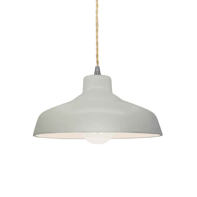 Justice Designs CER-6260-MAT-NCKL-BEIG-TWST One Light Pendant, Matte White