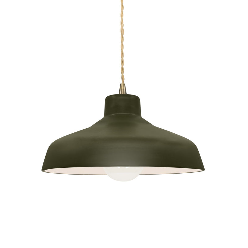 Justice Designs CER-6260-MGRN-ABRS-BEIG-TWST One Light Pendant, Matte Green