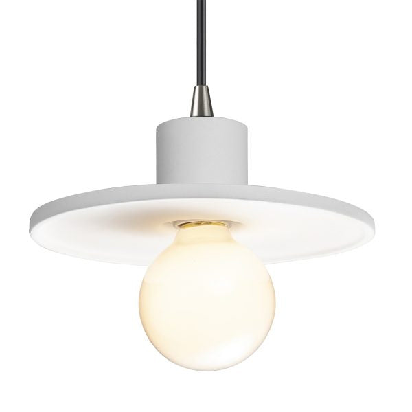 Justice Designs CER-6325-WHT-NCKL-BKCD One Light Pendant, Gloss White