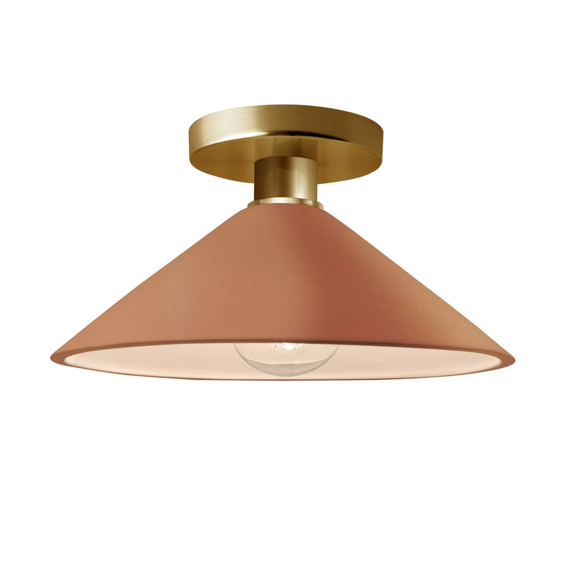 Justice Designs CER-6330-ADOB-BRSS One Light Semi-Flush Mount, Adobe