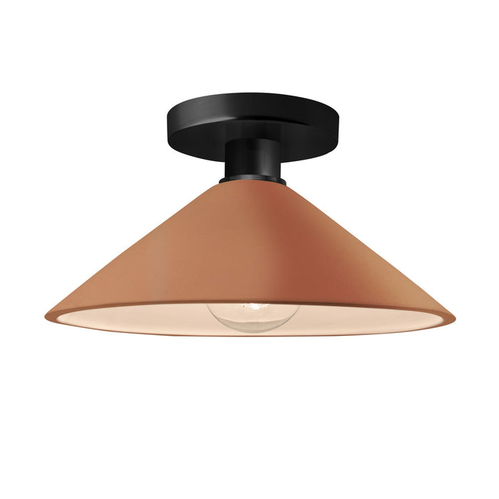 Justice Designs CER-6330-ADOB-MBLK One Light Semi-Flush Mount, Adobe