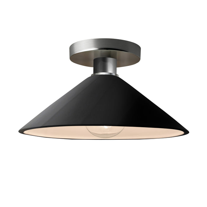 Justice Designs CER-6330-BKMT-NCKL One Light Semi-Flush Mount, Gloss Black w/ Matte White