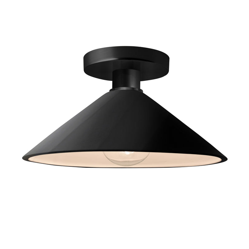 Justice Designs CER-6330-BLK-MBLK One Light Semi-Flush Mount, Gloss Black