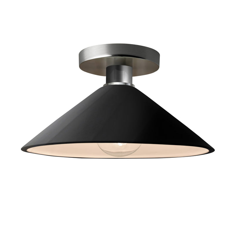 Justice Designs CER-6330-BLK-NCKL One Light Semi-Flush Mount, Gloss Black