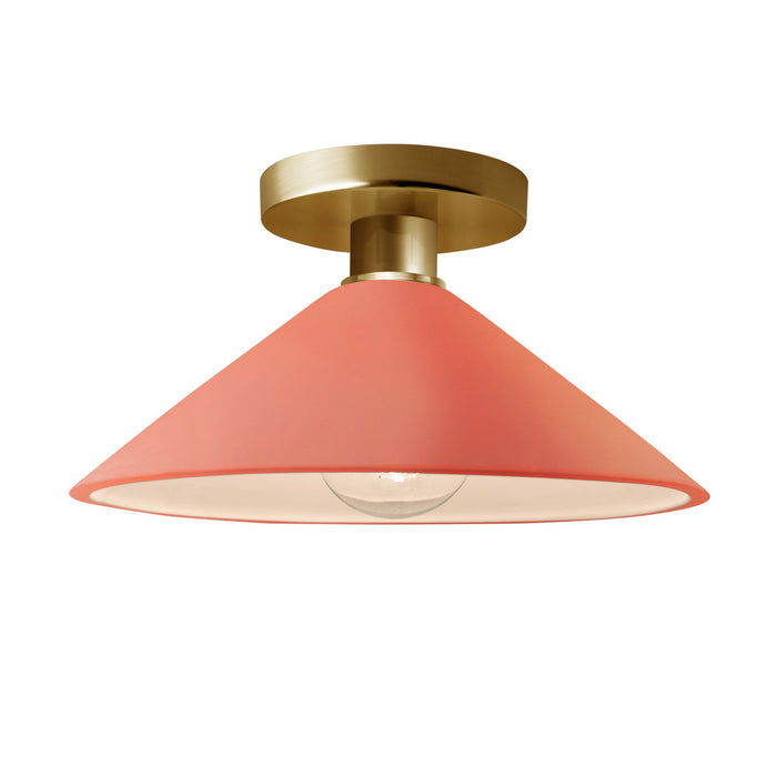 Justice Designs CER-6330-BSH-BRSS One Light Semi-Flush Mount, Gloss Blush