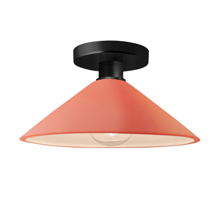 Justice Designs CER-6330-BSH-MBLK One Light Semi-Flush Mount, Gloss Blush