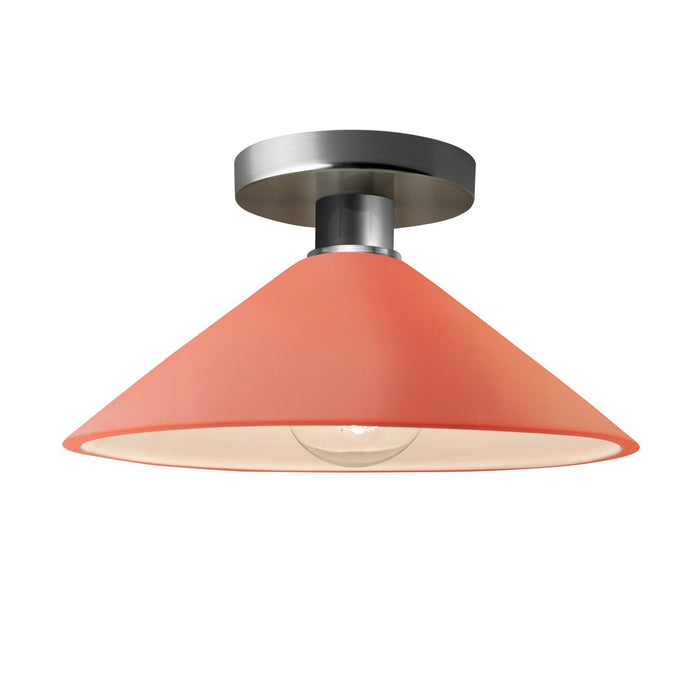 Justice Designs CER-6330-BSH-NCKL One Light Semi-Flush Mount, Gloss Blush