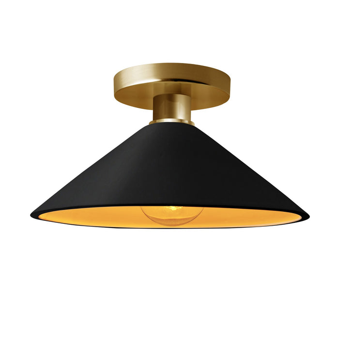 Justice Designs CER-6330-CBGD-BRSS One Light Semi-Flush Mount, Carbon Matte Black w/ Champagne Gold