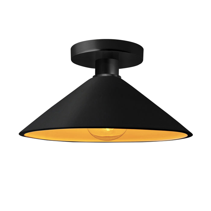 Justice Designs CER-6330-CBGD-MBLK One Light Semi-Flush Mount, Carbon Matte Black w/ Champagne Gold