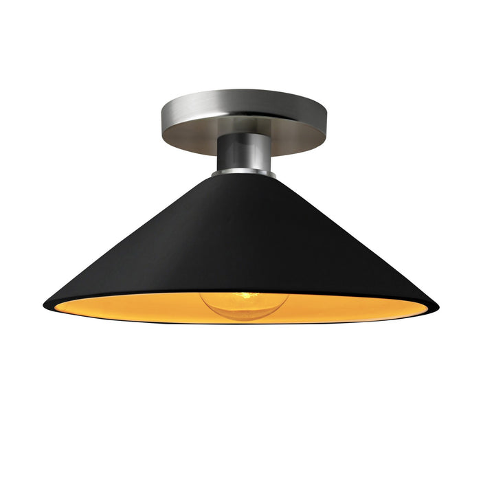 Justice Designs CER-6330-CBGD-NCKL One Light Semi-Flush Mount, Carbon Matte Black w/ Champagne Gold