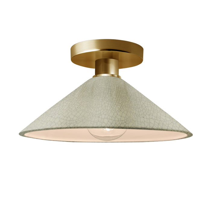 Justice Designs CER-6330-CKC-BRSS One Light Semi-Flush Mount, Celadon Green Crackle