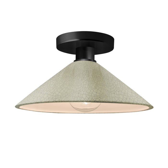 Justice Designs CER-6330-CKC-MBLK One Light Semi-Flush Mount, Celadon Green Crackle