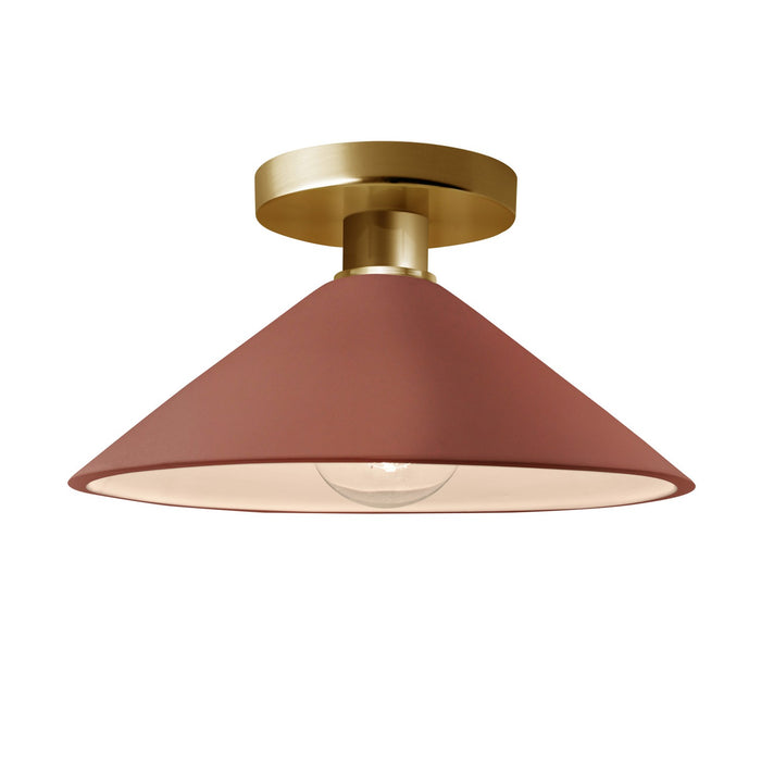 Justice Designs CER-6330-CLAY-BRSS One Light Semi-Flush Mount, Canyon Clay