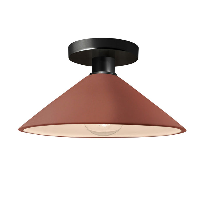 Justice Designs CER-6330-CLAY-MBLK One Light Semi-Flush Mount, Canyon Clay
