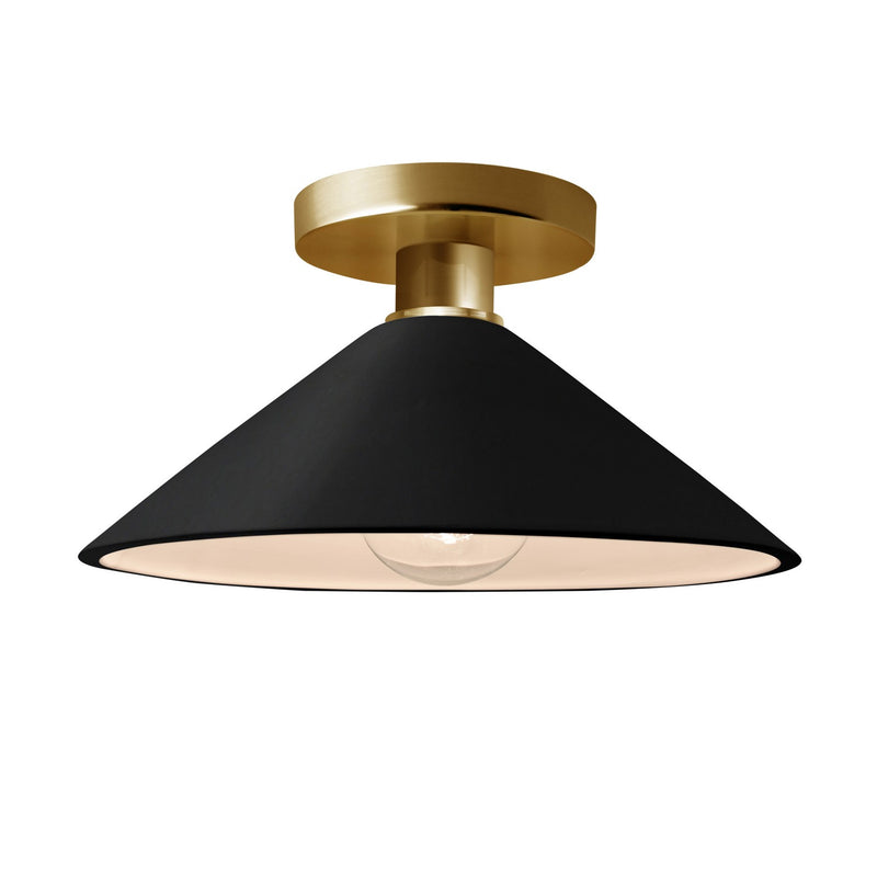 Justice Designs CER-6330-CRB-BRSS One Light Semi-Flush Mount, Carbon - Matte Black