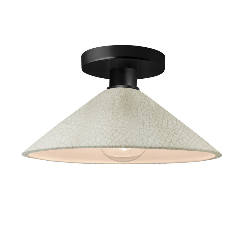 Justice Designs CER-6330-CRK-MBLK One Light Semi-Flush Mount, White Crackle