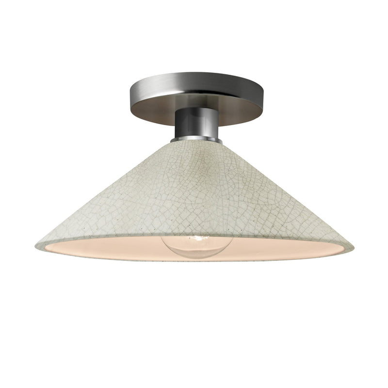 Justice Designs CER-6330-CRK-NCKL One Light Semi-Flush Mount, White Crackle