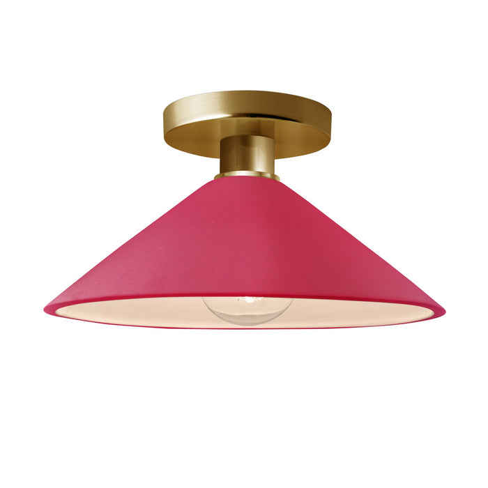 Justice Designs CER-6330-CRSE-BRSS One Light Semi-Flush Mount, Cerise