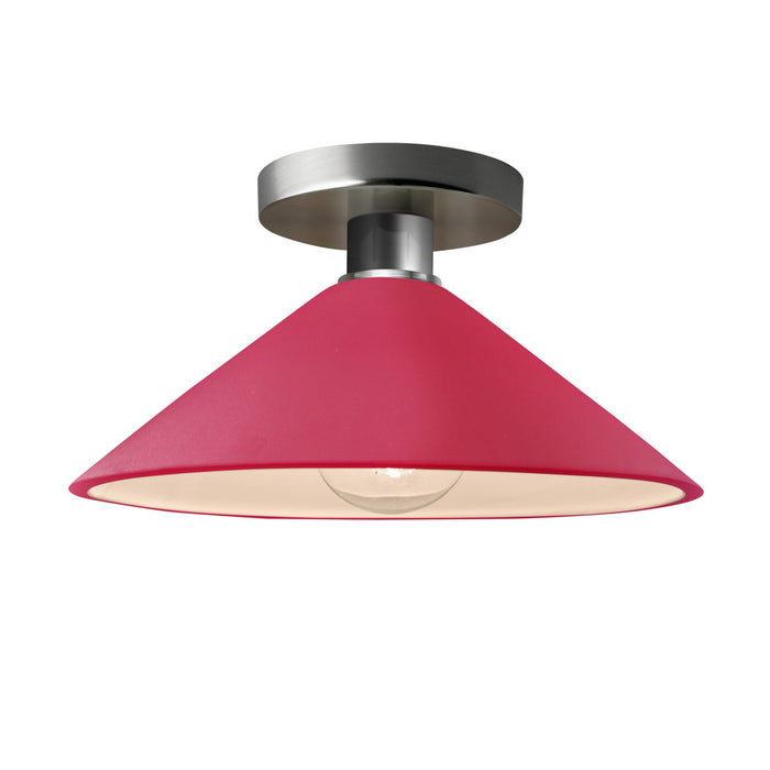 Justice Designs CER-6330-CRSE-NCKL One Light Semi-Flush Mount, Cerise
