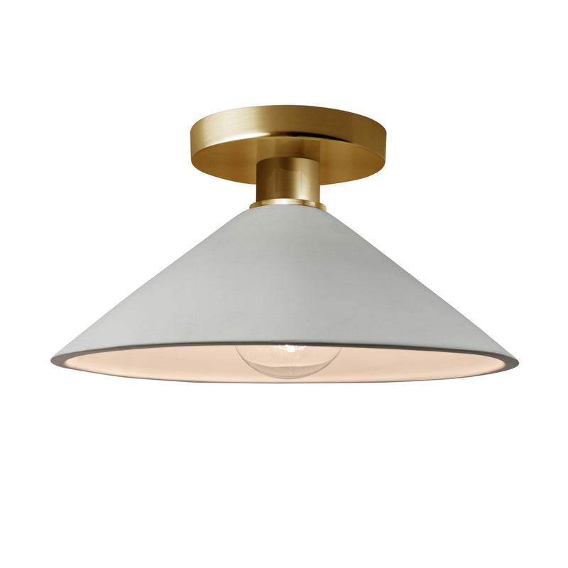 Justice Designs CER-6330-MAT-BRSS One Light Semi-Flush Mount, Matte White