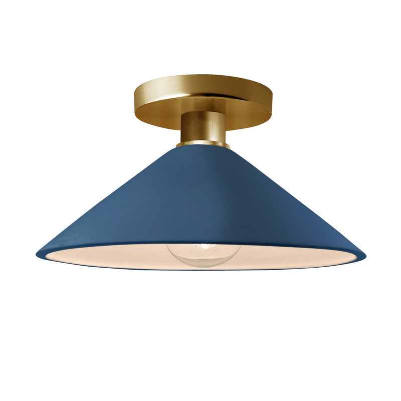 Justice Designs CER-6330-MDMT-BRSS One Light Semi-Flush Mount, Midnight Sky w/ Matte White