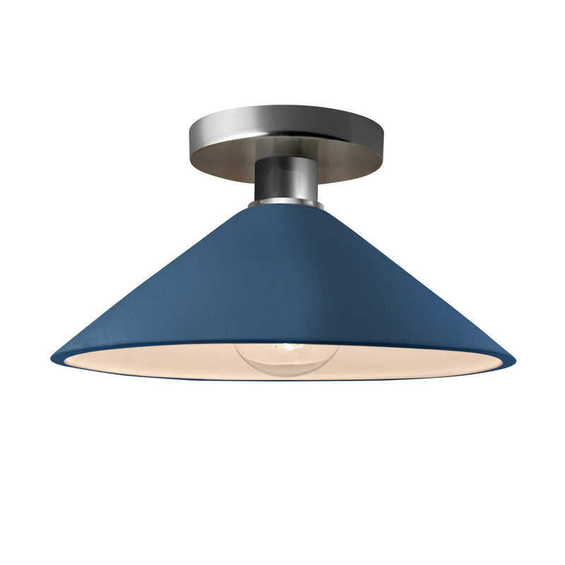 Justice Designs CER-6330-MDMT-NCKL One Light Semi-Flush Mount, Midnight Sky w/ Matte White