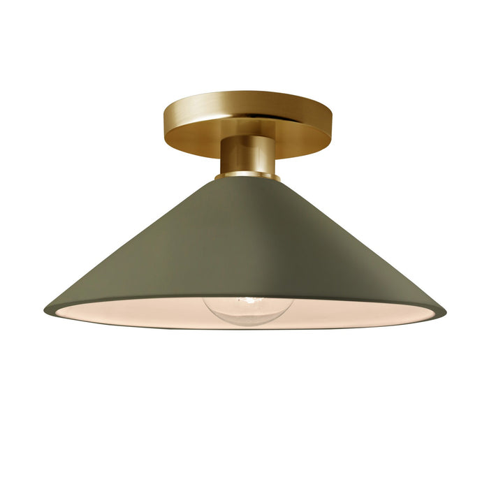 Justice Designs CER-6330-MGRN-BRSS One Light Semi-Flush Mount, Matte Green