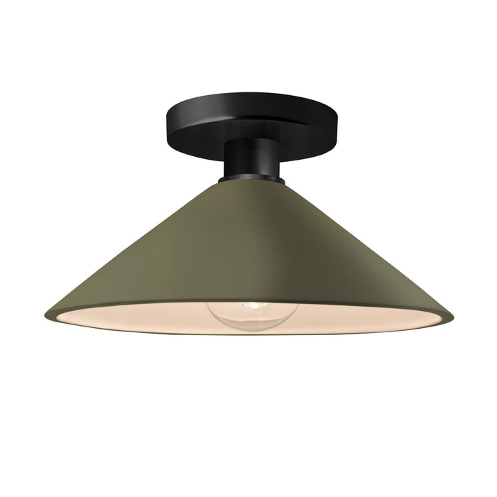 Justice Designs CER-6330-MGRN-MBLK One Light Semi-Flush Mount, Matte Green