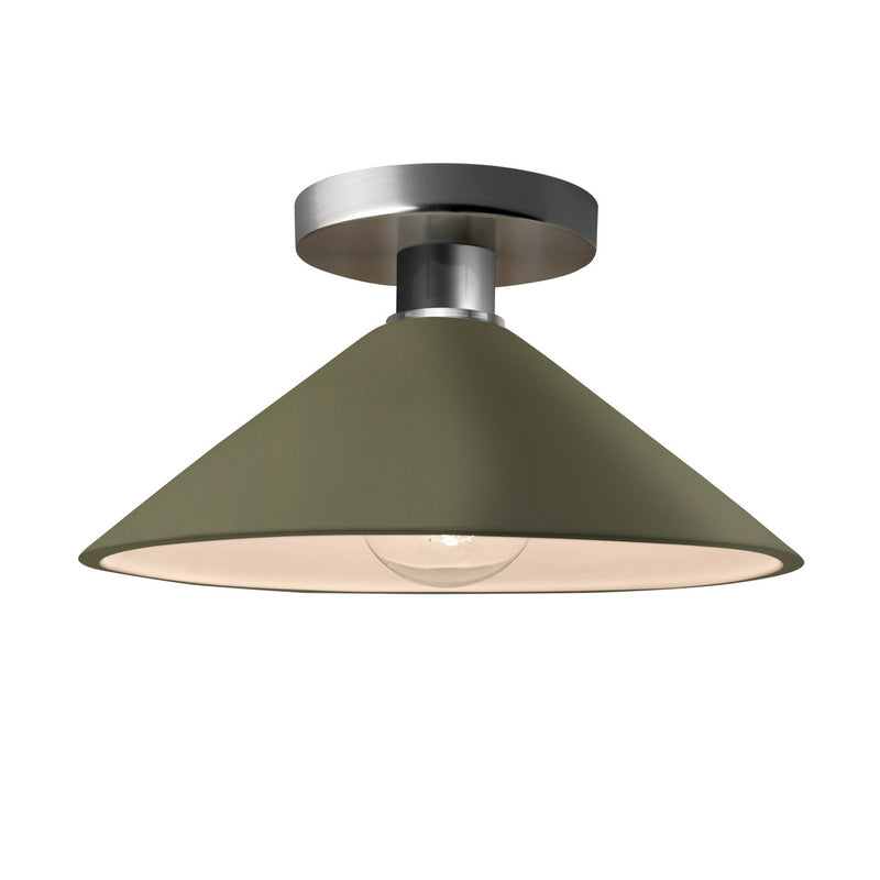Justice Designs CER-6330-MGRN-NCKL One Light Semi-Flush Mount, Matte Green