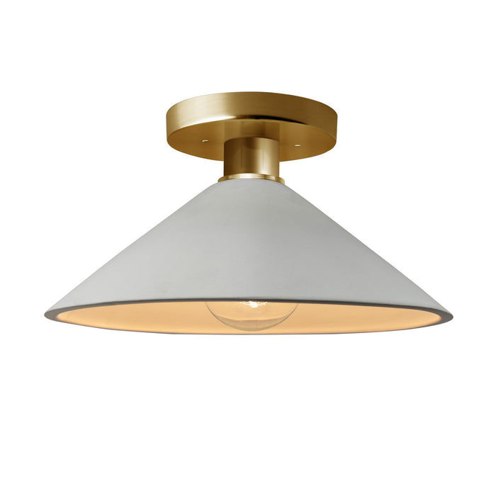Justice Designs CER-6330-MTGD-BRSS One Light Semi-Flush Mount, Matte White w/ Champagne Gold