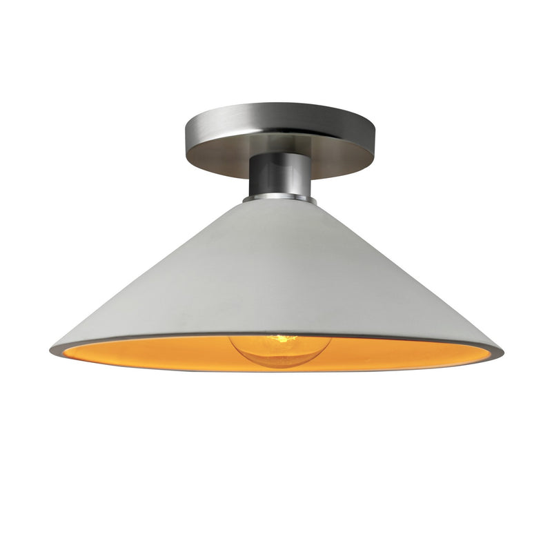 Justice Designs CER-6330-MTGD-NCKL One Light Semi-Flush Mount, Matte White w/ Champagne Gold