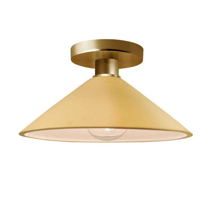 Justice Designs CER-6330-MYLW-BRSS One Light Semi-Flush Mount, Muted Yellow