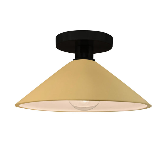 Justice Designs CER-6330-MYLW-MBLK One Light Semi-Flush Mount, Muted Yellow