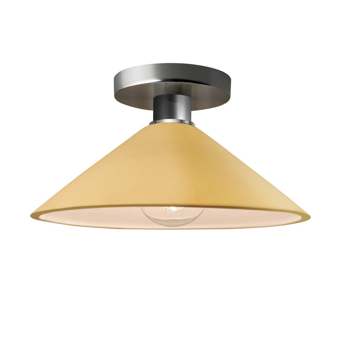 Justice Designs CER-6330-MYLW-NCKL One Light Semi-Flush Mount, Muted Yellow