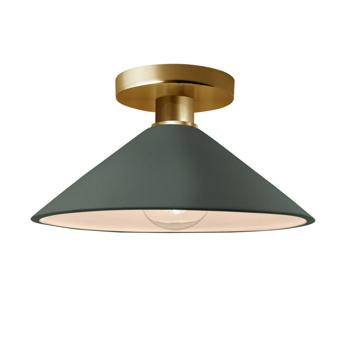 Justice Designs CER-6330-PWGN-BRSS One Light Semi-Flush Mount, Pewter Green