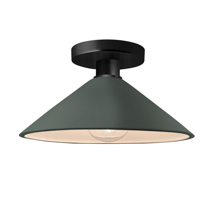 Justice Designs CER-6330-PWGN-MBLK One Light Semi-Flush Mount, Pewter Green