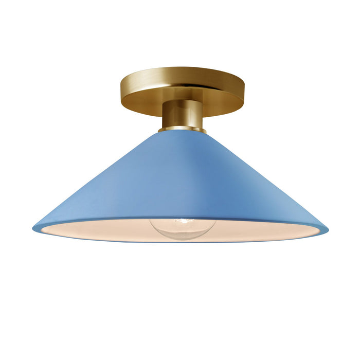 Justice Designs CER-6330-SKBL-BRSS One Light Semi-Flush Mount, Sky Blue
