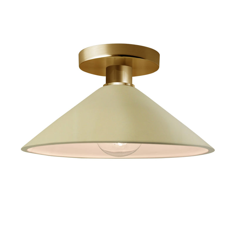 Justice Designs CER-6330-VAN-BRSS One Light Semi-Flush Mount, Vanilla (Gloss)