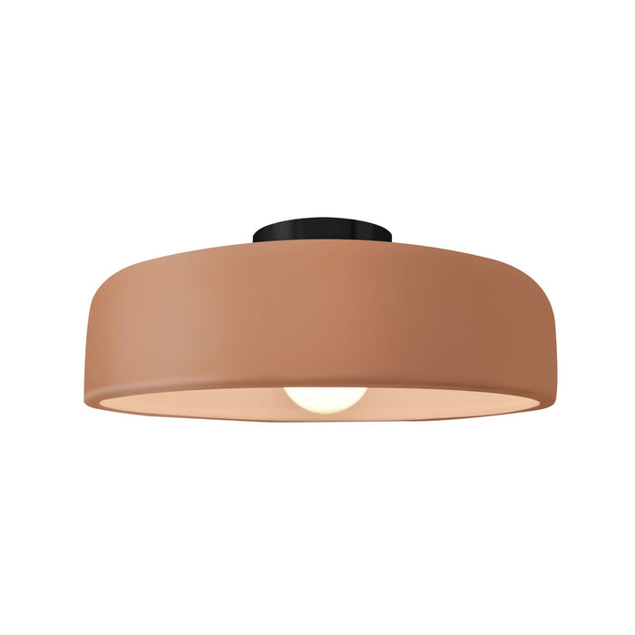 Justice Designs CER-6343-ADOB-MBLK One Light Semi-Flush Mount, Adobe