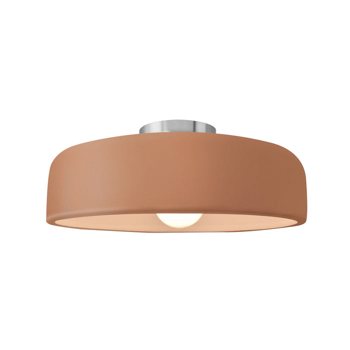 Justice Designs CER-6343-ADOB-NCKL One Light Semi-Flush Mount, Adobe
