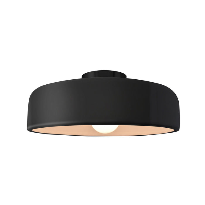 Justice Designs CER-6343-BLK-MBLK One Light Semi-Flush Mount, Gloss Black