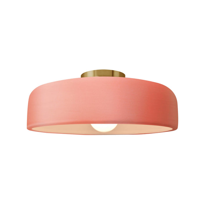 Justice Designs CER-6343-BSH-BRSS One Light Semi-Flush Mount, Gloss Blush