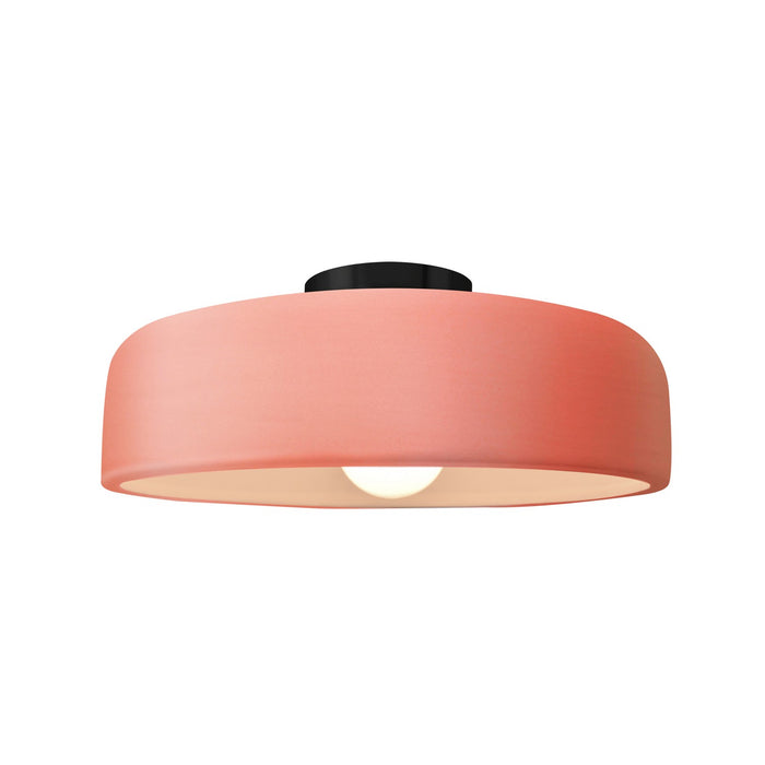 Justice Designs CER-6343-BSH-MBLK One Light Semi-Flush Mount, Gloss Blush