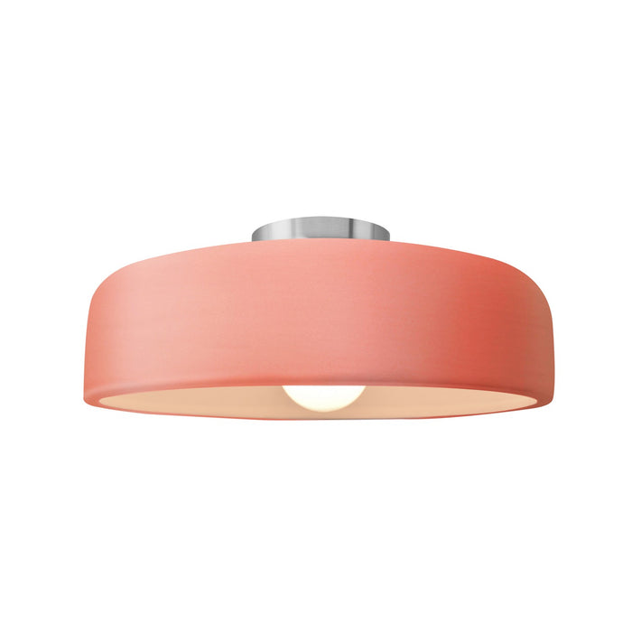 Justice Designs CER-6343-BSH-NCKL One Light Semi-Flush Mount, Gloss Blush