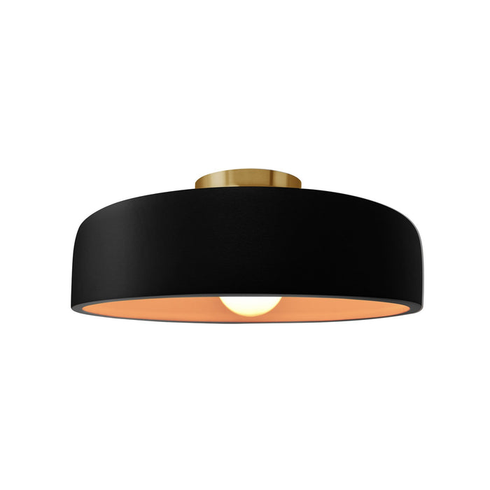 Justice Designs CER-6343-CBGD-BRSS One Light Semi-Flush Mount, Carbon Matte Black w/ Champagne Gold