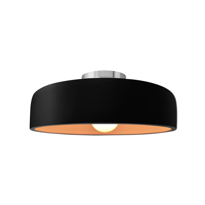 Justice Designs CER-6343-CBGD-NCKL One Light Semi-Flush Mount, Carbon Matte Black w/ Champagne Gold
