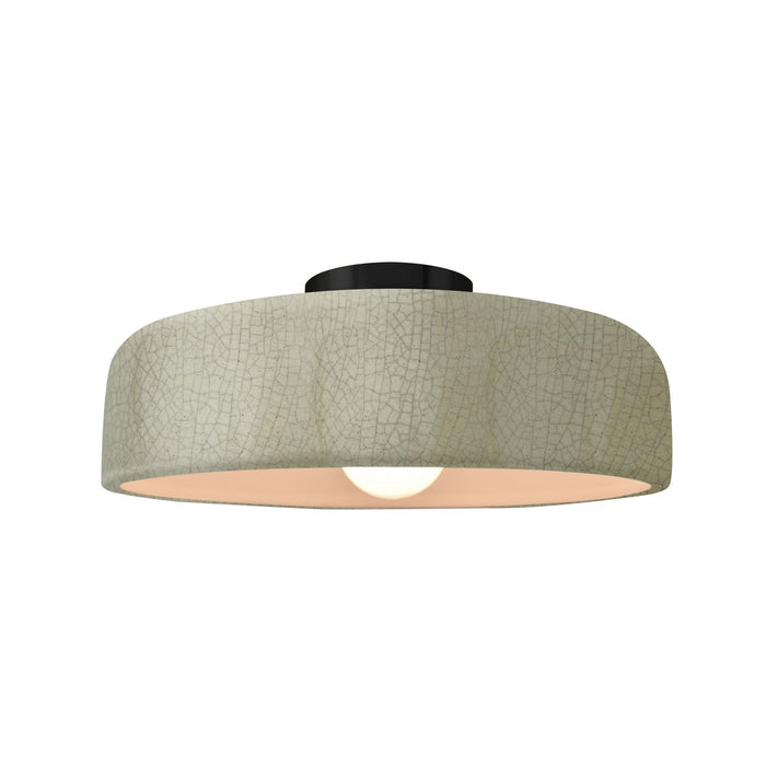Justice Designs CER-6343-CKC-MBLK One Light Semi-Flush Mount, Celadon Green Crackle